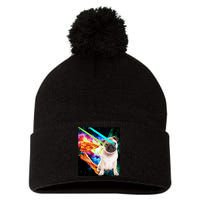 Space Hunger Pug Laser Pizza Bacon Pom Pom 12in Knit Beanie