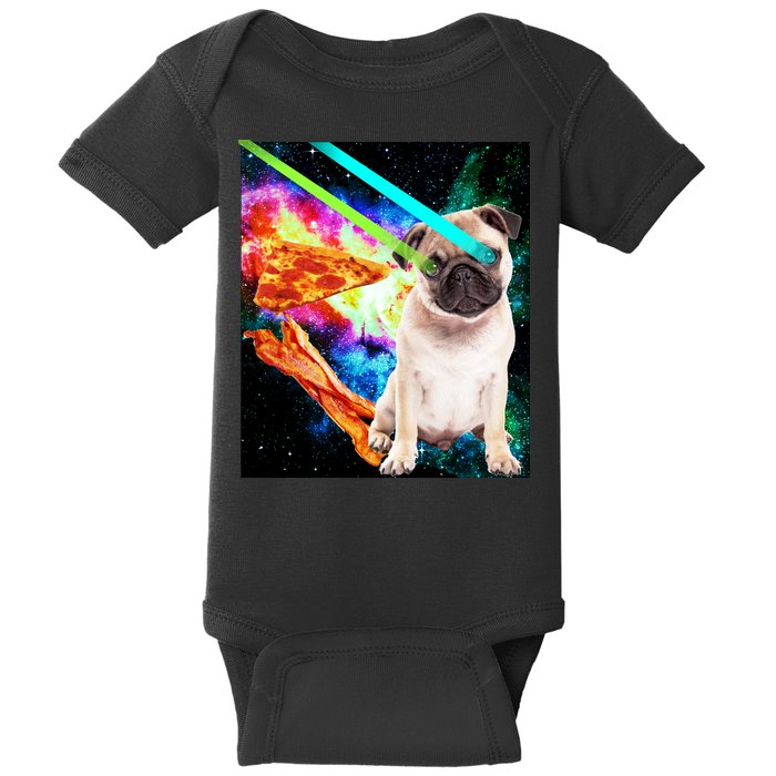 Space Hunger Pug Laser Pizza Bacon Baby Bodysuit