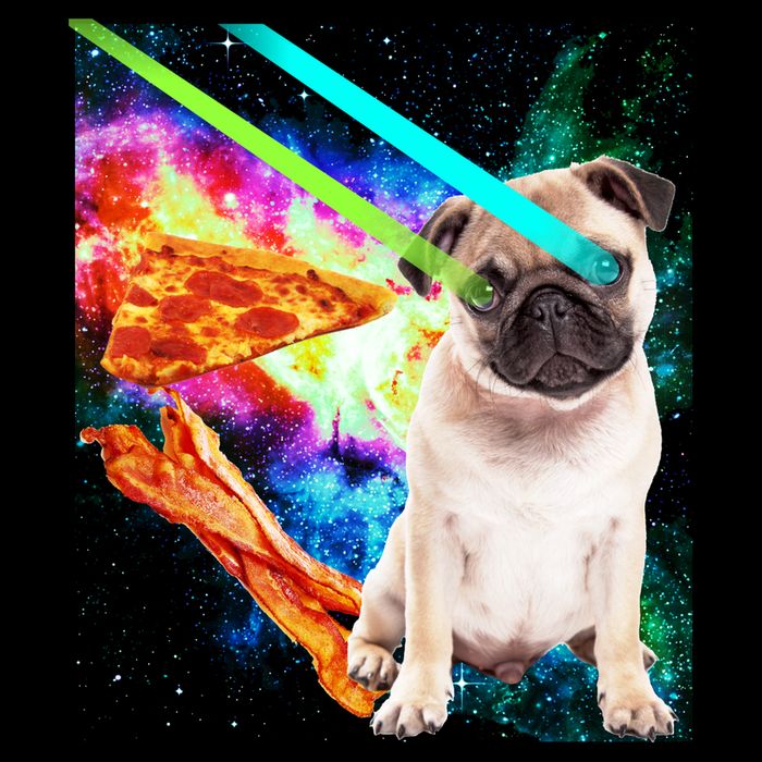Space Hunger Pug Laser Pizza Bacon Baby Bodysuit