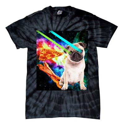 Space Hunger Pug Laser Pizza Bacon Tie-Dye T-Shirt