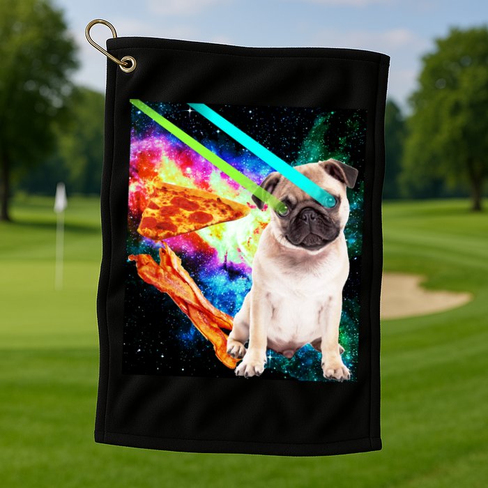 Space Hunger Pug Laser Pizza Bacon Golf Towel