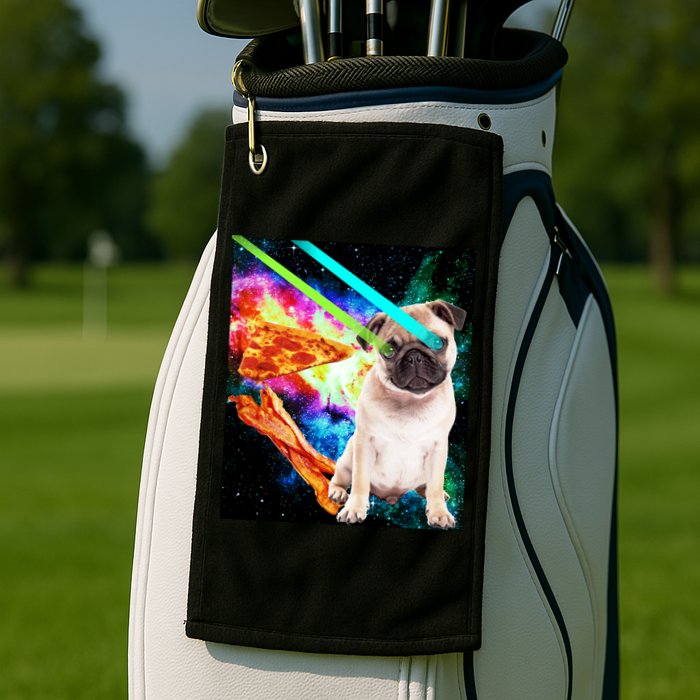Space Hunger Pug Laser Pizza Bacon Golf Towel