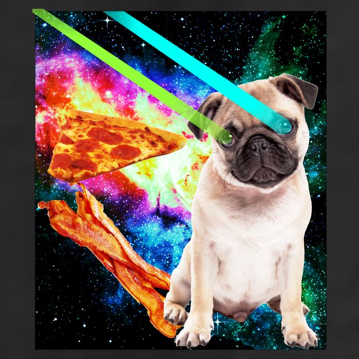 Space Hunger Pug Laser Pizza Bacon Microfiber Hand Towel