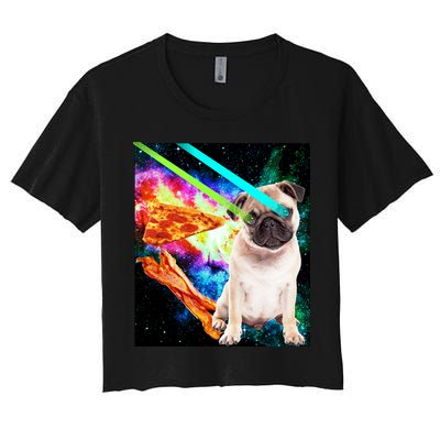 Space Hunger Pug Laser Pizza Bacon Crop Top