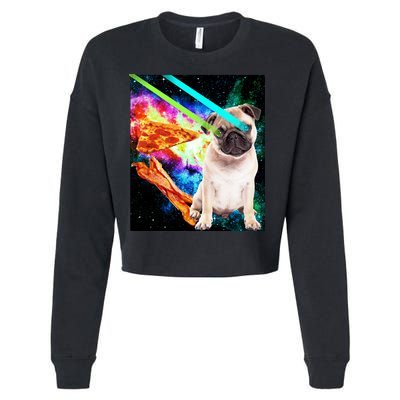 Space Hunger Pug Laser Pizza Bacon Cropped Pullover Crew
