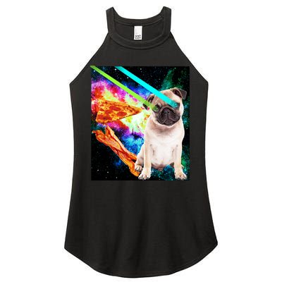 Space Hunger Pug Laser Pizza Bacon Women's Perfect Tri Rocker Tank
