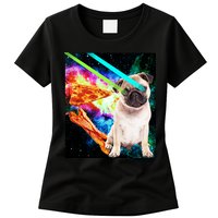 Space Hunger Pug Laser Pizza Bacon Womens T-Shirt