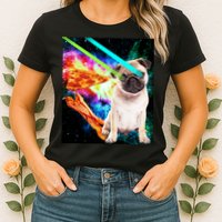 Space Hunger Pug Laser Pizza Bacon Womens T-Shirt