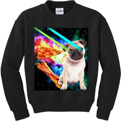 Space Hunger Pug Laser Pizza Bacon Kids Sweatshirt