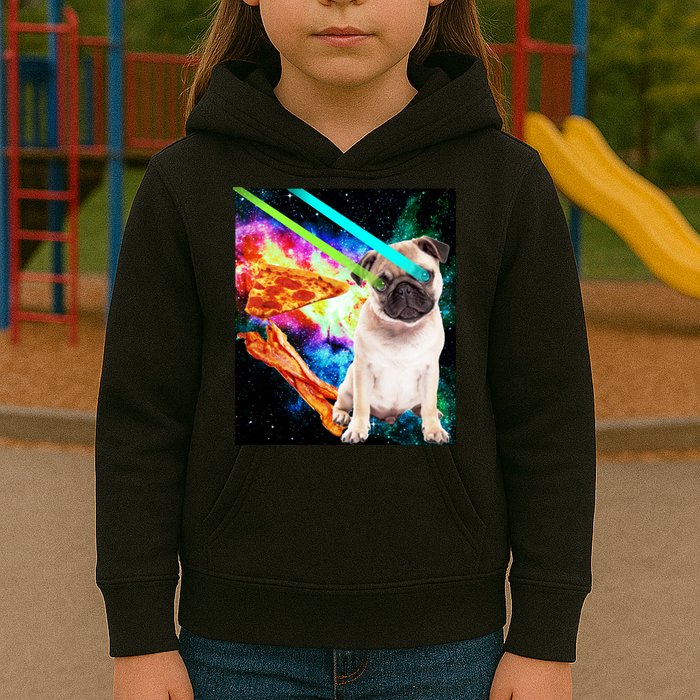Space Hunger Pug Laser Pizza Bacon Kids Hoodie