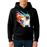 Space Hunger Pug Laser Pizza Bacon Kids Hoodie