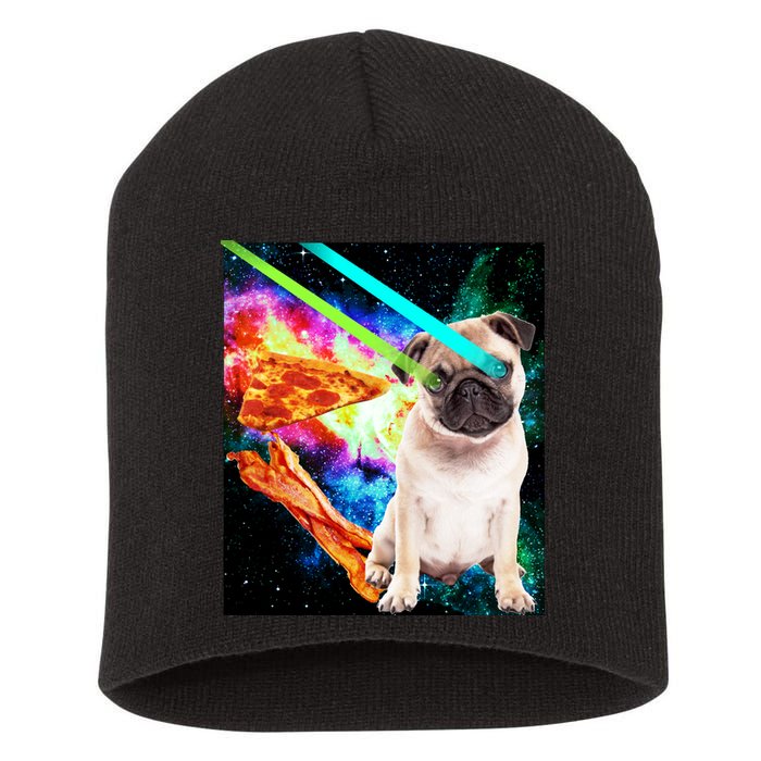 Space Hunger Pug Laser Pizza Bacon Short Acrylic Beanie