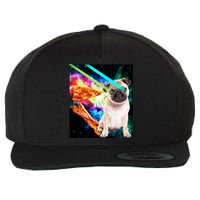 Space Hunger Pug Laser Pizza Bacon Wool Snapback Cap