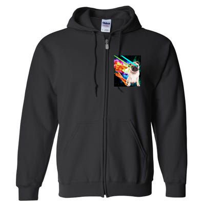 Space Hunger Pug Laser Pizza Bacon Full Zip Hoodie