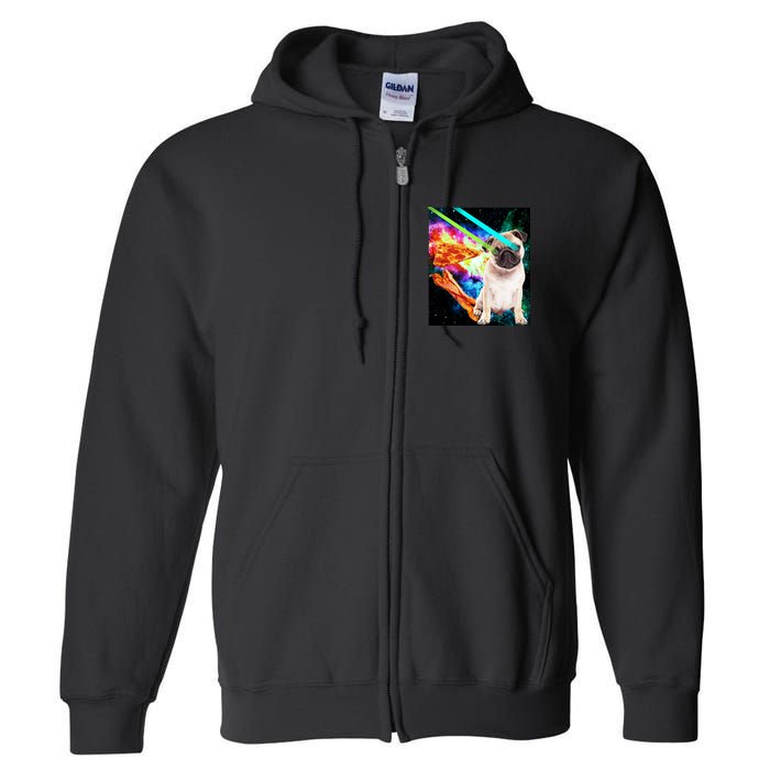Space Hunger Pug Laser Pizza Bacon Full Zip Hoodie