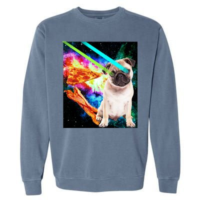 Space Hunger Pug Laser Pizza Bacon Garment-Dyed Sweatshirt