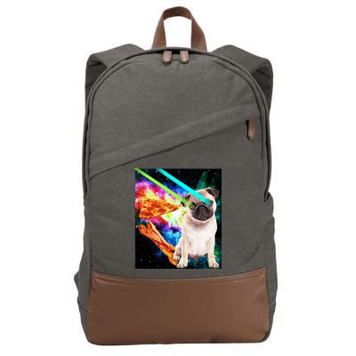 Space Hunger Pug Laser Pizza Bacon Cotton Canvas Backpack