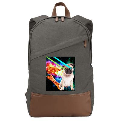 Space Hunger Pug Laser Pizza Bacon Cotton Canvas Backpack