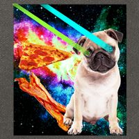 Space Hunger Pug Laser Pizza Bacon Cotton Canvas Backpack