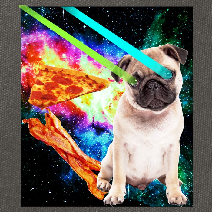 Space Hunger Pug Laser Pizza Bacon Cotton Canvas Backpack