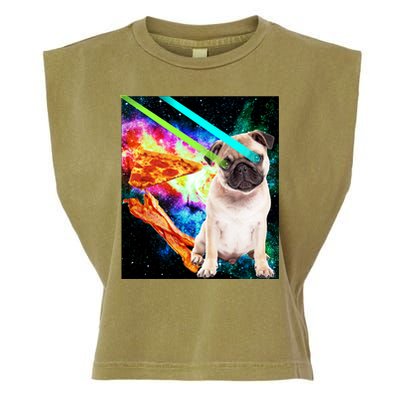 Space Hunger Pug Laser Pizza Bacon Garment-Dyed Women's Muscle Tee