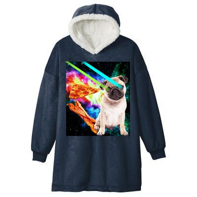 Space Hunger Pug Laser Pizza Bacon Hooded Wearable Blanket