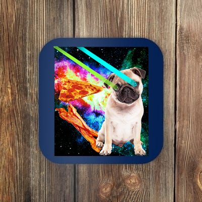 Space Hunger Pug Laser Pizza Bacon Coaster