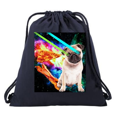 Space Hunger Pug Laser Pizza Bacon Drawstring Bag