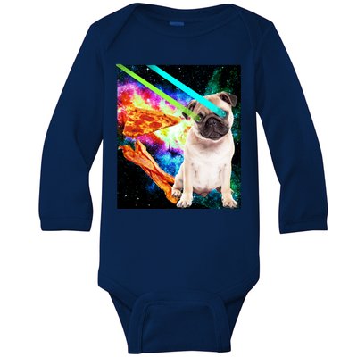 Space Hunger Pug Laser Pizza Bacon Baby Long Sleeve Bodysuit