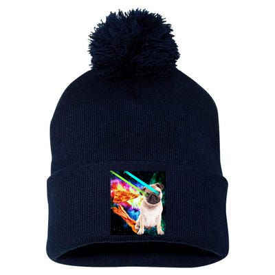 Space Hunger Pug Laser Pizza Bacon Pom Pom 12in Knit Beanie