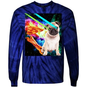 Space Hunger Pug Laser Pizza Bacon Tie-Dye Long Sleeve Shirt