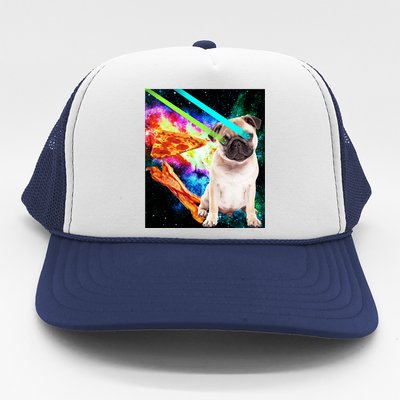 Space Hunger Pug Laser Pizza Bacon Trucker Hat