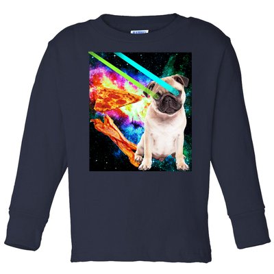 Space Hunger Pug Laser Pizza Bacon Toddler Long Sleeve Shirt