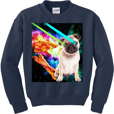 Space Hunger Pug Laser Pizza Bacon Kids Sweatshirt