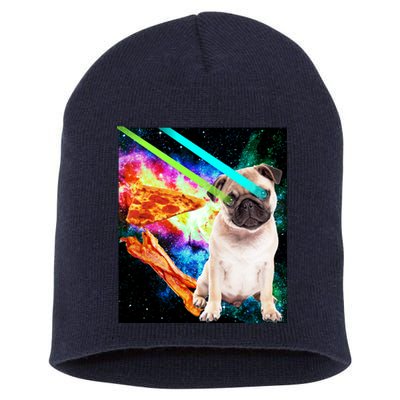 Space Hunger Pug Laser Pizza Bacon Short Acrylic Beanie