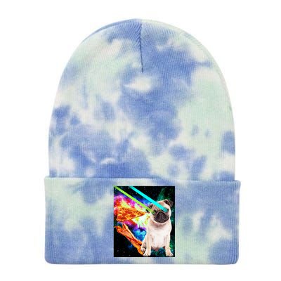 Space Hunger Pug Laser Pizza Bacon Tie Dye 12in Knit Beanie