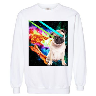 Space Hunger Pug Laser Pizza Bacon Garment-Dyed Sweatshirt