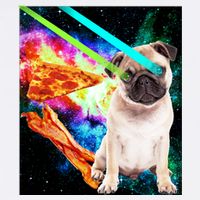 Space Hunger Pug Laser Pizza Bacon Garment-Dyed Sweatshirt