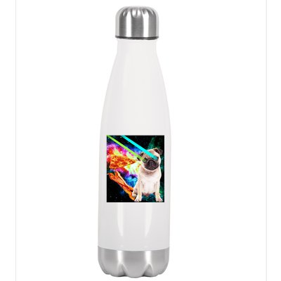 Space Hunger Pug Laser Pizza Bacon Stainless Steel Insulated Water Bottle