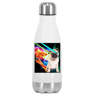 Space Hunger Pug Laser Pizza Bacon Stainless Steel Insulated Water Bottle