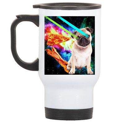 Space Hunger Pug Laser Pizza Bacon Stainless Steel Travel Mug