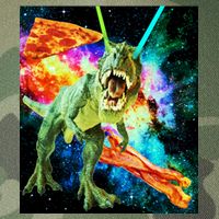 Space Hunger Wars T-Rex Pizza Bacon Legacy Tie Dye Trucker Hat