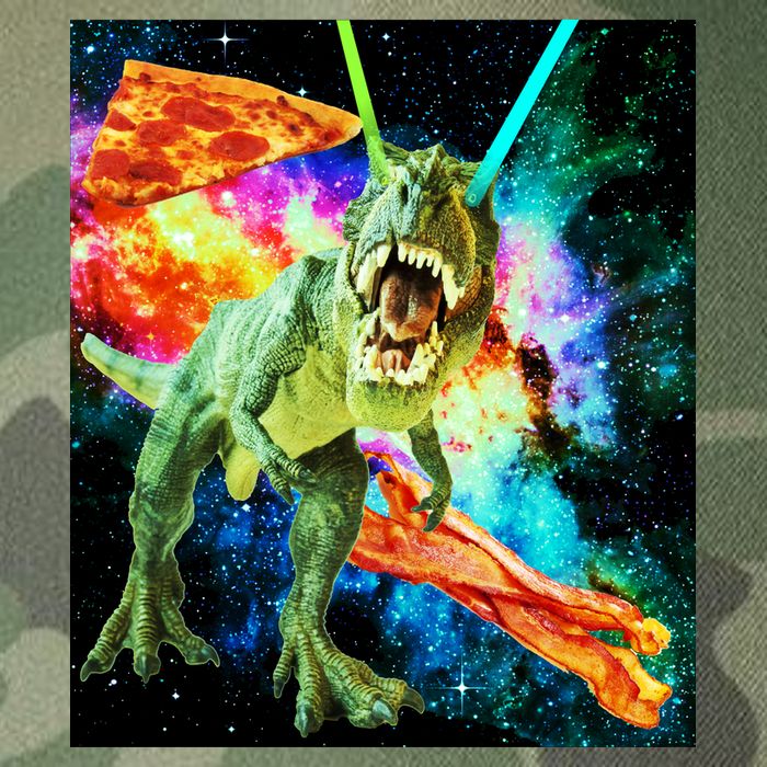 Space Hunger Wars T-Rex Pizza Bacon Legacy Tie Dye Trucker Hat