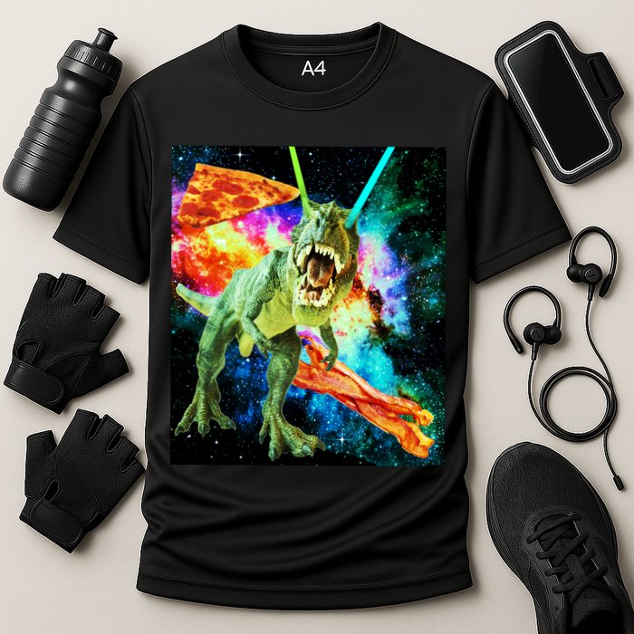 Space Hunger Wars T-Rex Pizza Bacon Performance Shirt