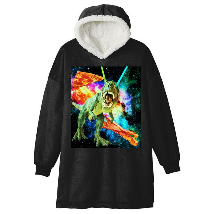 Space Hunger Wars T-Rex Pizza Bacon Hooded Wearable Blanket