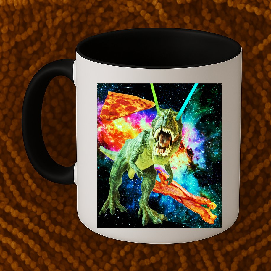 Space Hunger Wars T-Rex Pizza Bacon Mug