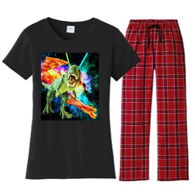 Space Hunger Wars T-Rex Pizza Bacon Women's Flannel Pajama Set