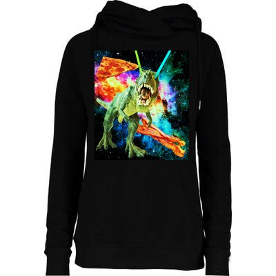 Space Hunger Wars T-Rex Pizza Bacon Womens Funnel Neck Pullover Hood