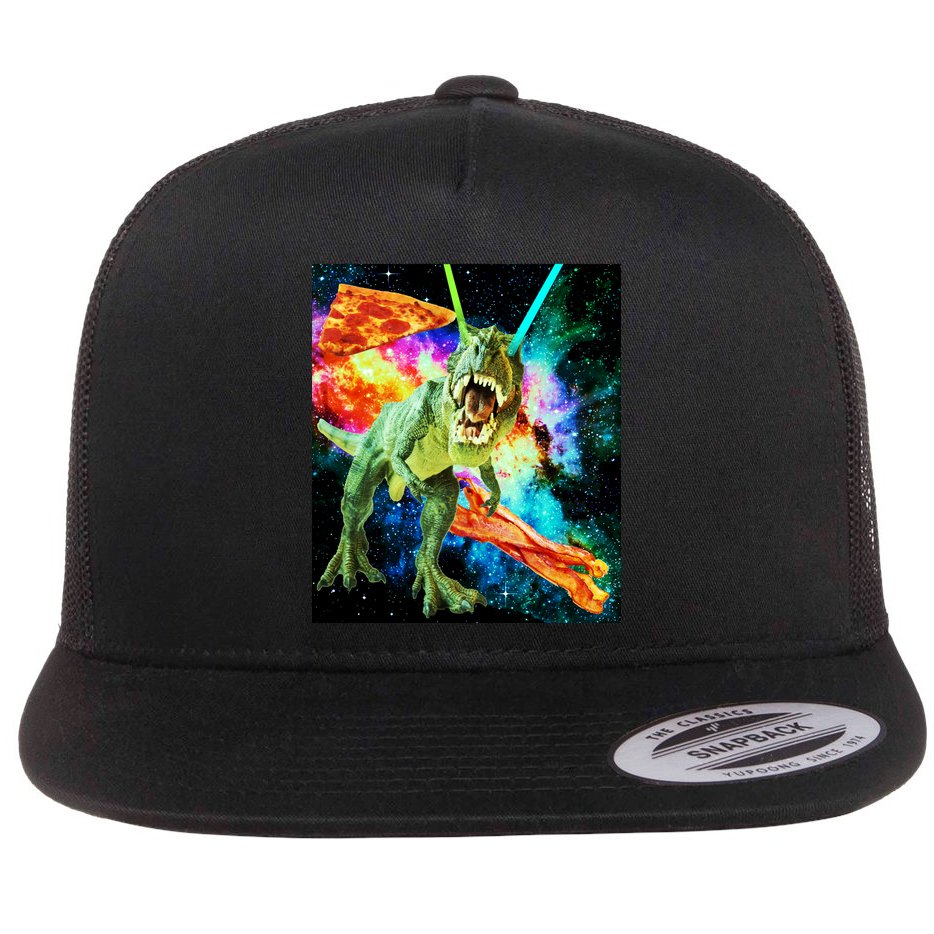 Space Hunger Wars T-Rex Pizza Bacon Flatbill Hat
