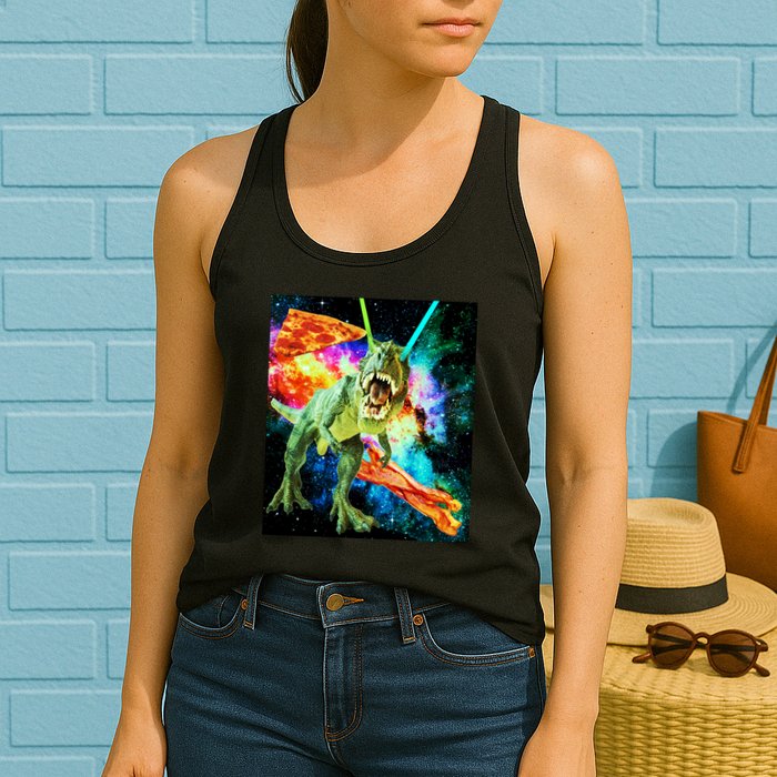 Space Hunger Wars T-Rex Pizza Bacon Womens Tank Top